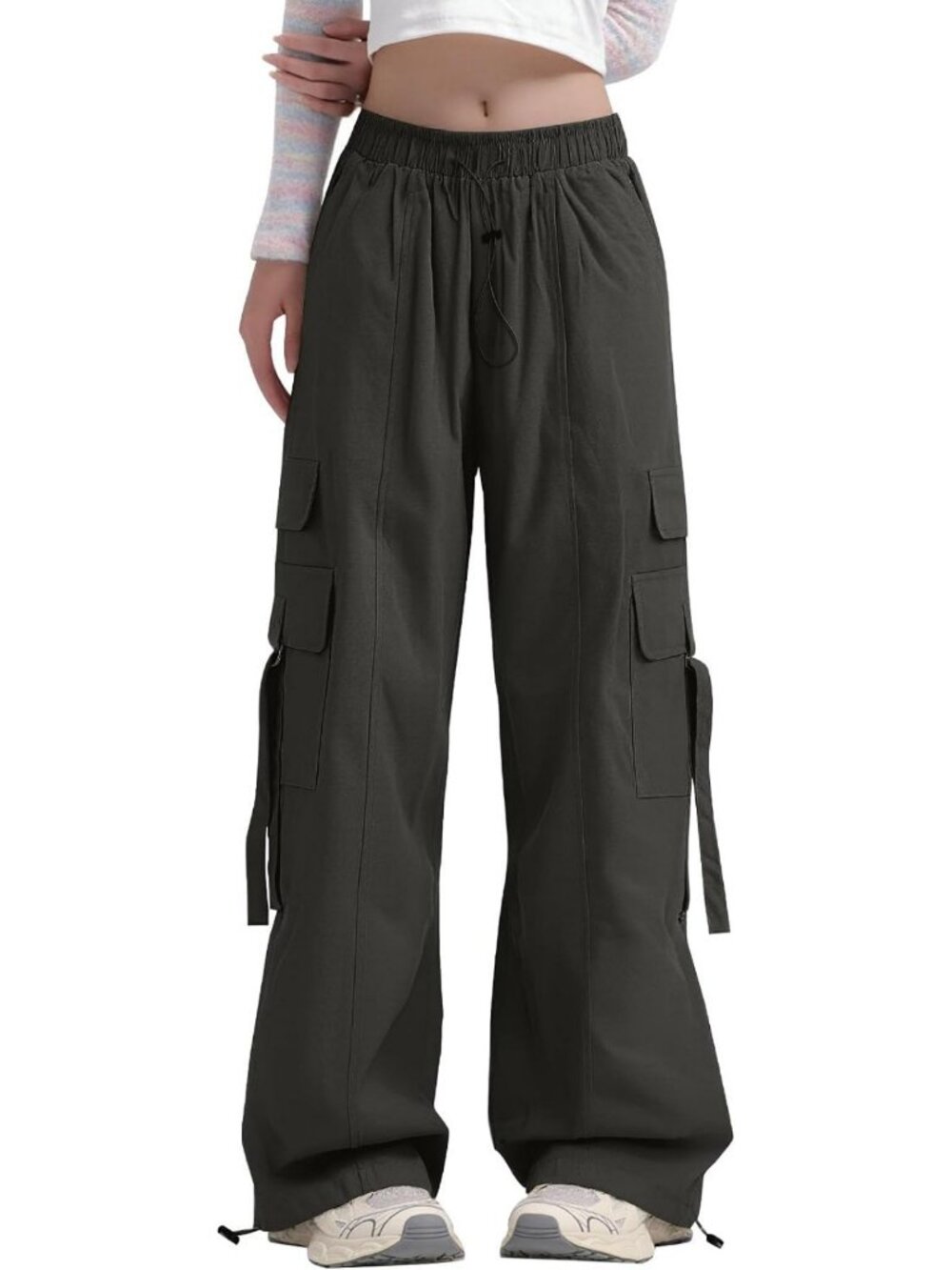 Trendy Y2K Wide Leg Cargo Pants for Women, Lightweight Baggy Hip Hop Streetwear